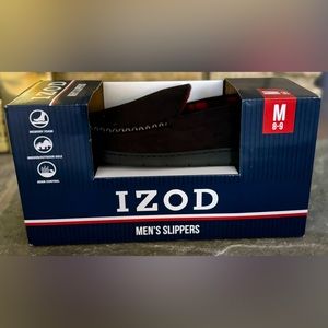 NEW IN BOX - IZOD Men's Slippers: Black, Size 8-9